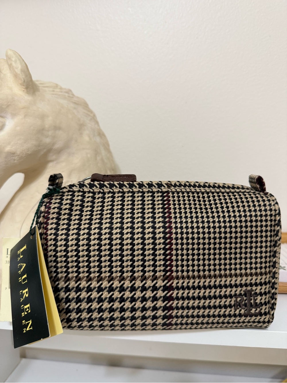 Vintage Lauren Ralph Lauren Houndstooth pouch in Black and Cream